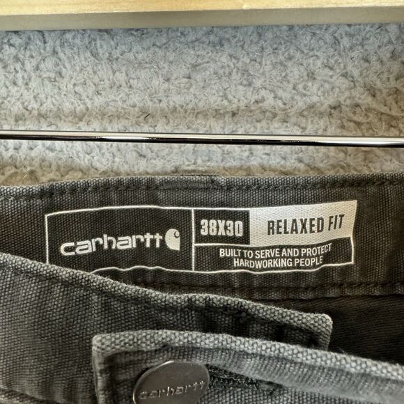 S Carhartt Shorts Mens 38 Grey Rugged Flex Relaxed Fit Canvas Work - Picture 5 of 6